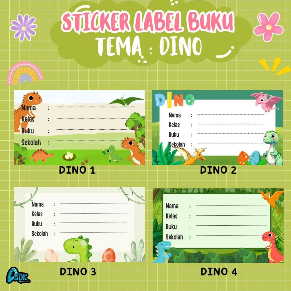 

Isi 44 pcs Sticker Label Buku Pelajaran Custom Nama/ Tema dino - Sticker Nama Buku Pelajaran Desain Menarik