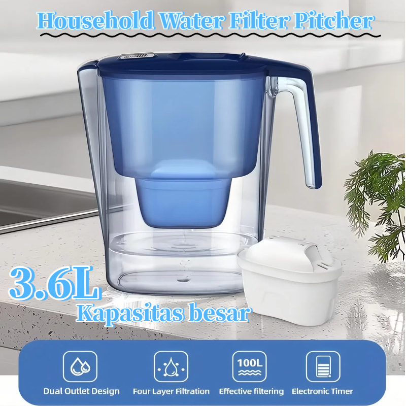 Kapasitas besar Alkaline Pitcher 3.6L- Water Purifier - Filter Air Siap Minum Filter Air Alkaline Ph