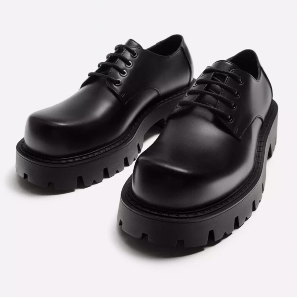 ZARA Men Shoes Chunky Sole Sepatu Derby Pria Black