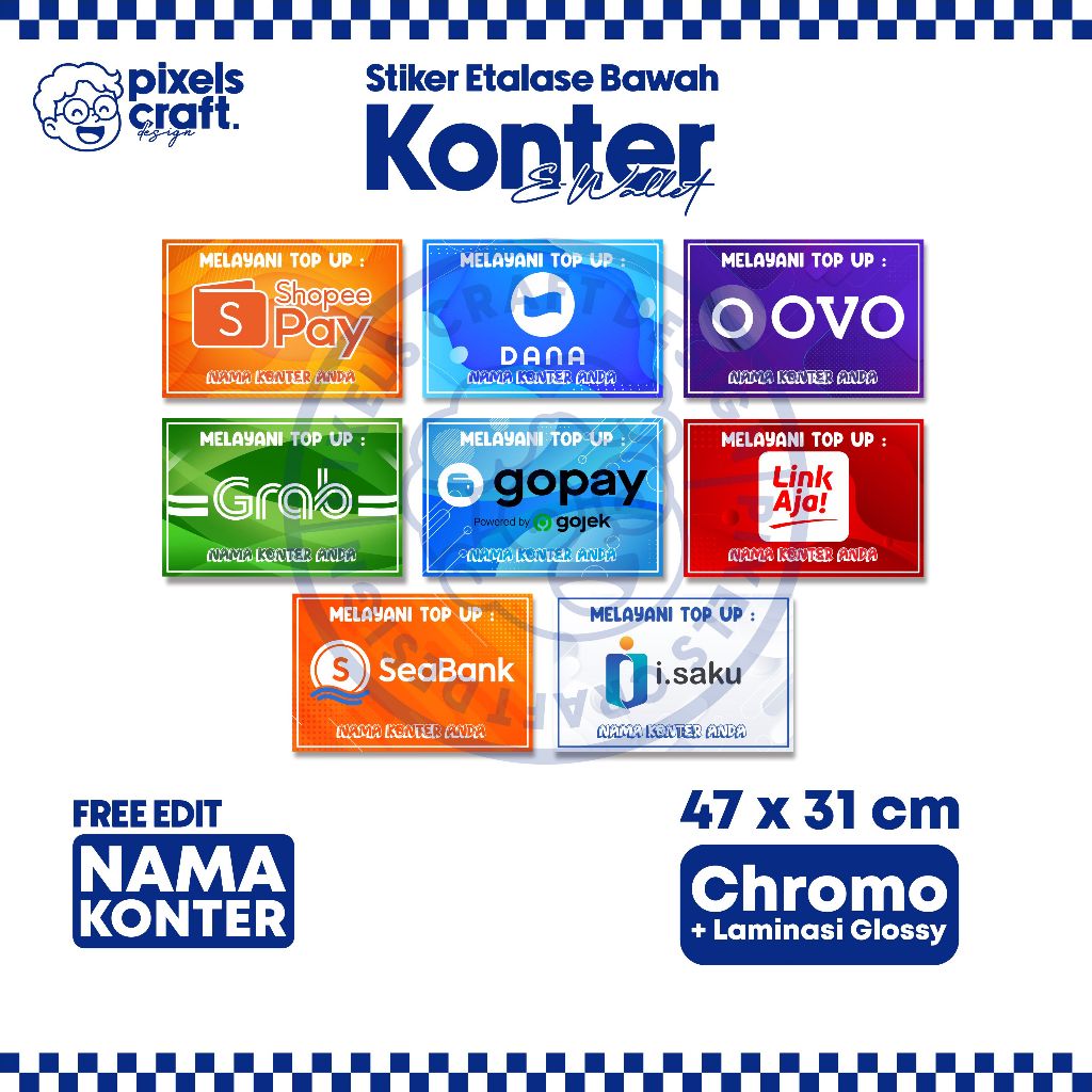 

Stiker Etalase Konter/ Stiker Konter/ Stiker Etalase Bawah E Wallet