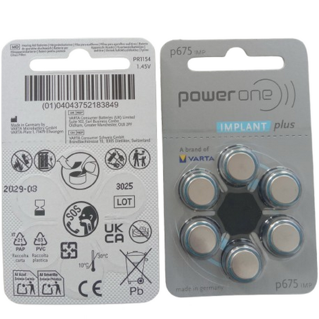 Baterai Implant Power One Implant P 675 Baterai Implant Powerone 675 Implant Plu Hearing Aid Batter