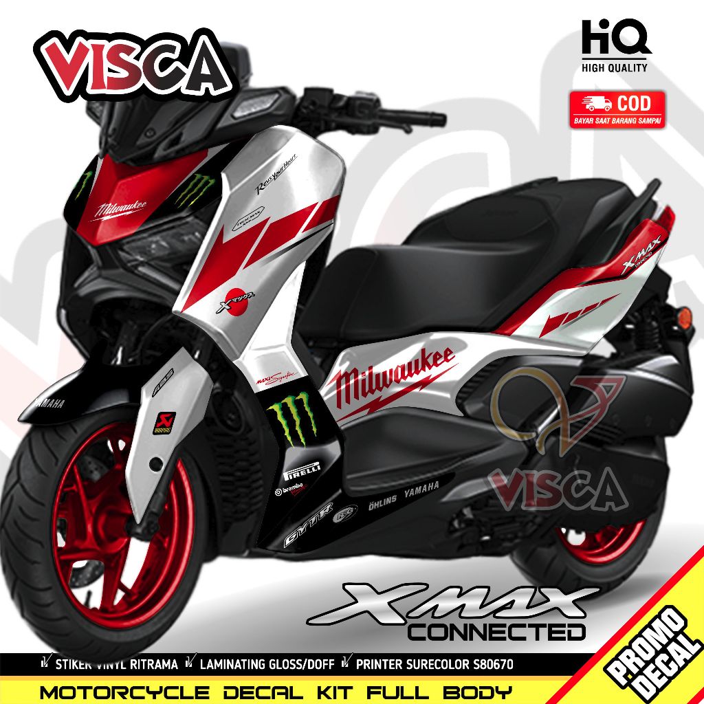Decal XMAX Connected Full Body Stiker XMAX 250 Variasi Decal Hologram XMAX Connected MILWAUKEE