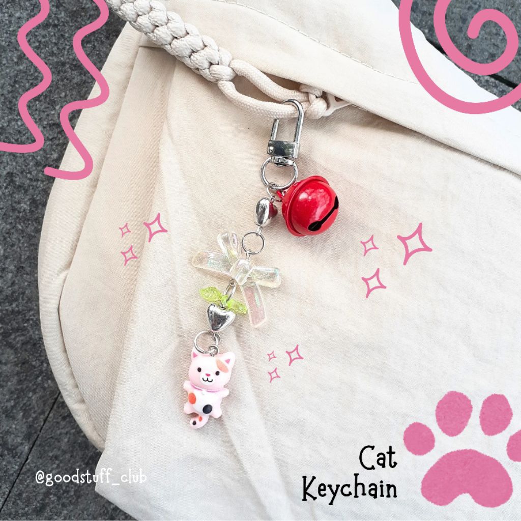 keychain kucing lucu-gantungan kunci estetik-cat keychain-gantungan lonceng-gantungan tas
