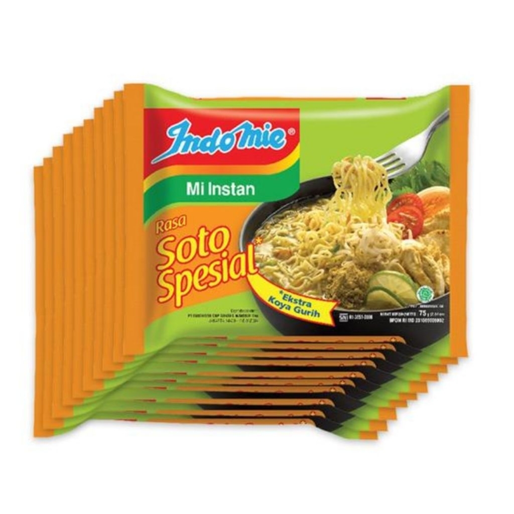 

Paket 10 Pcs - Indomie Mie Instan Kuah Rasa Soto Spesial isi 75 Gram