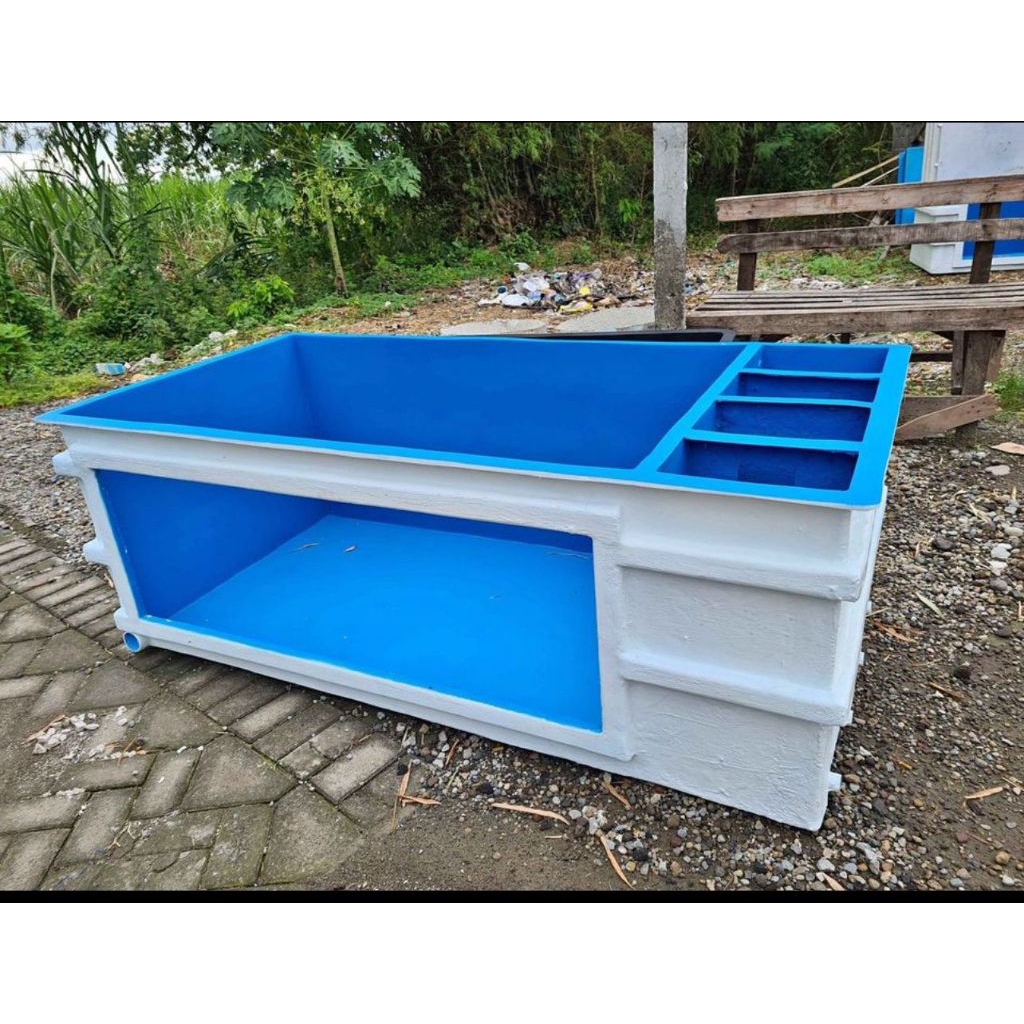 kolam ikan fiber glass kombinasi kaca uk 170*100*80+filsam
