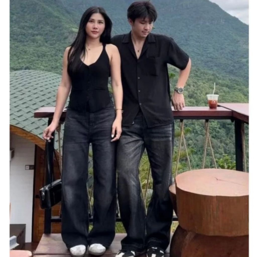 Celana Panjang Baggy Jeans gombrong Size 27-34 Bahan Tebal 13oz Denim