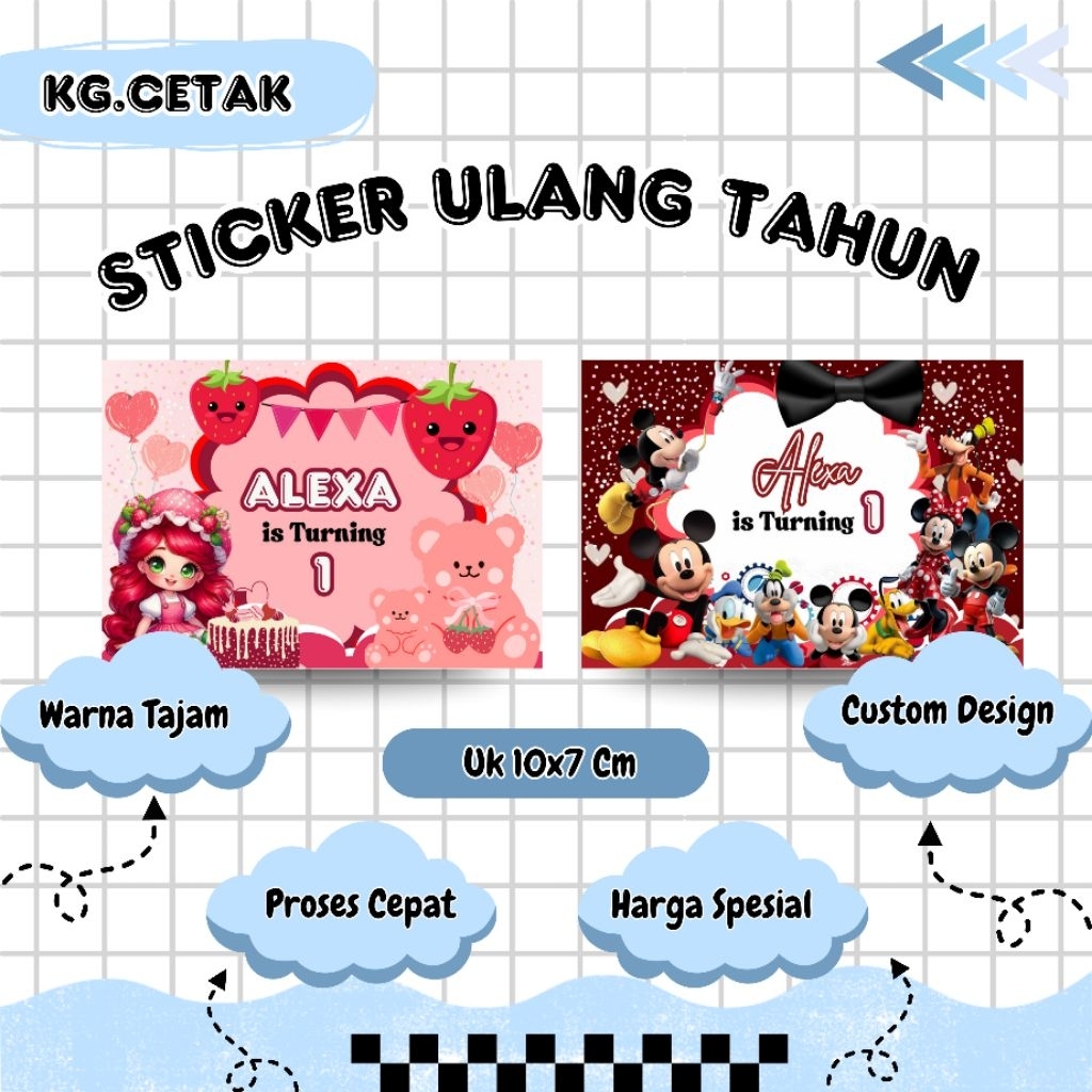 

STICKER ULANG TAHUN CUSTOM LUCU/STICKER PACKAGING ULANG TAHUN UK 10X7 CM