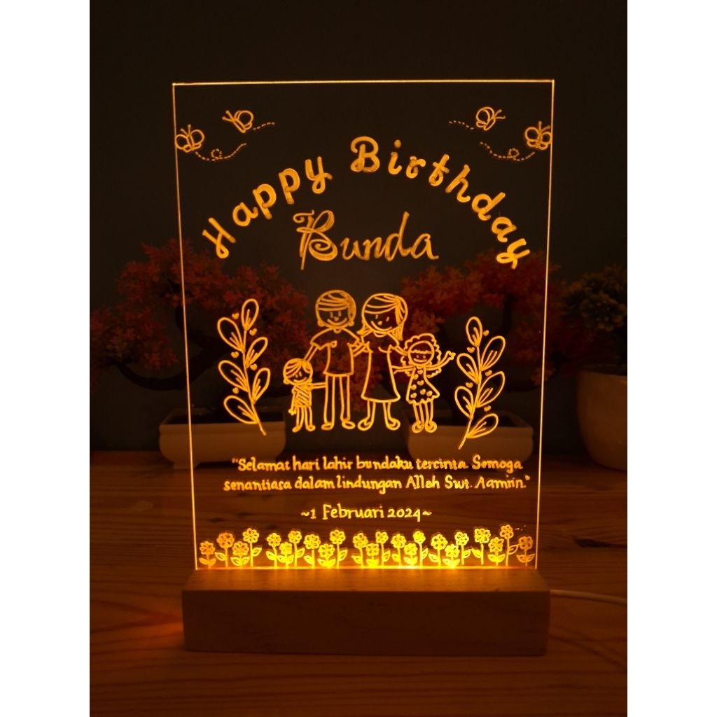 Gift lampu tidur akrilik, kado hampers cuatom esthetik