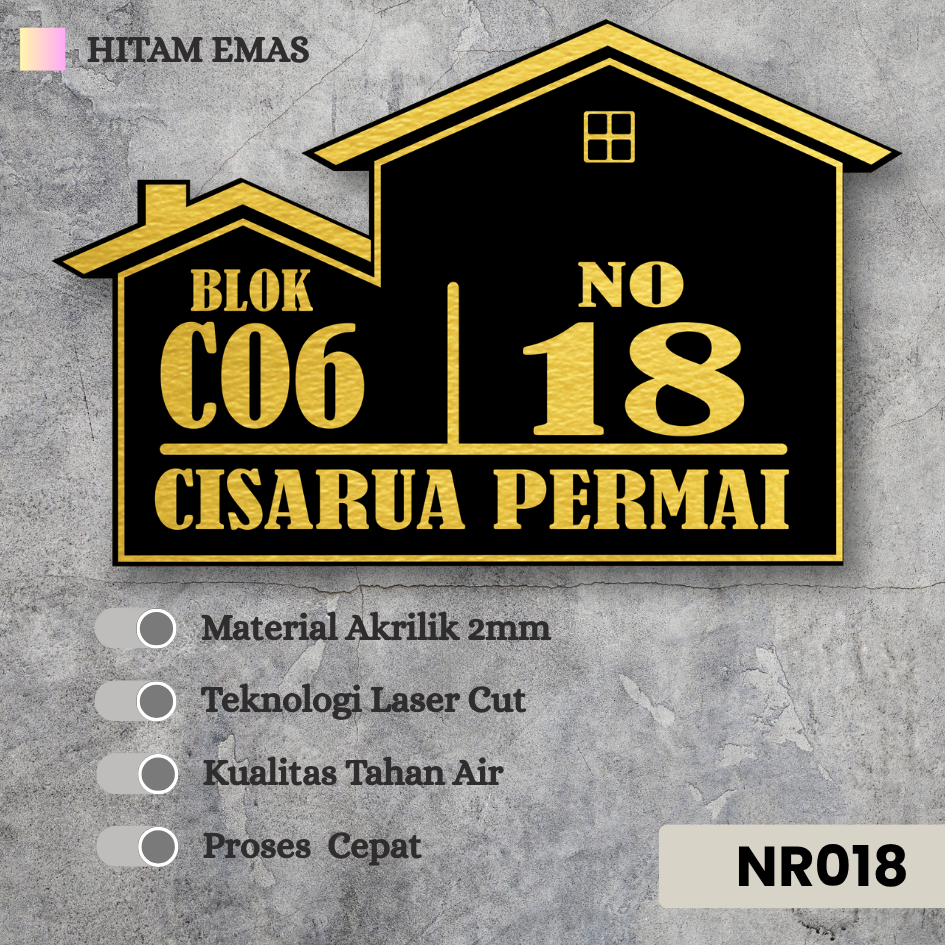 Nomor Rumah Akrilik Custom – Estetik | Plat Tempel Dinding | Tahan Air & Mewah