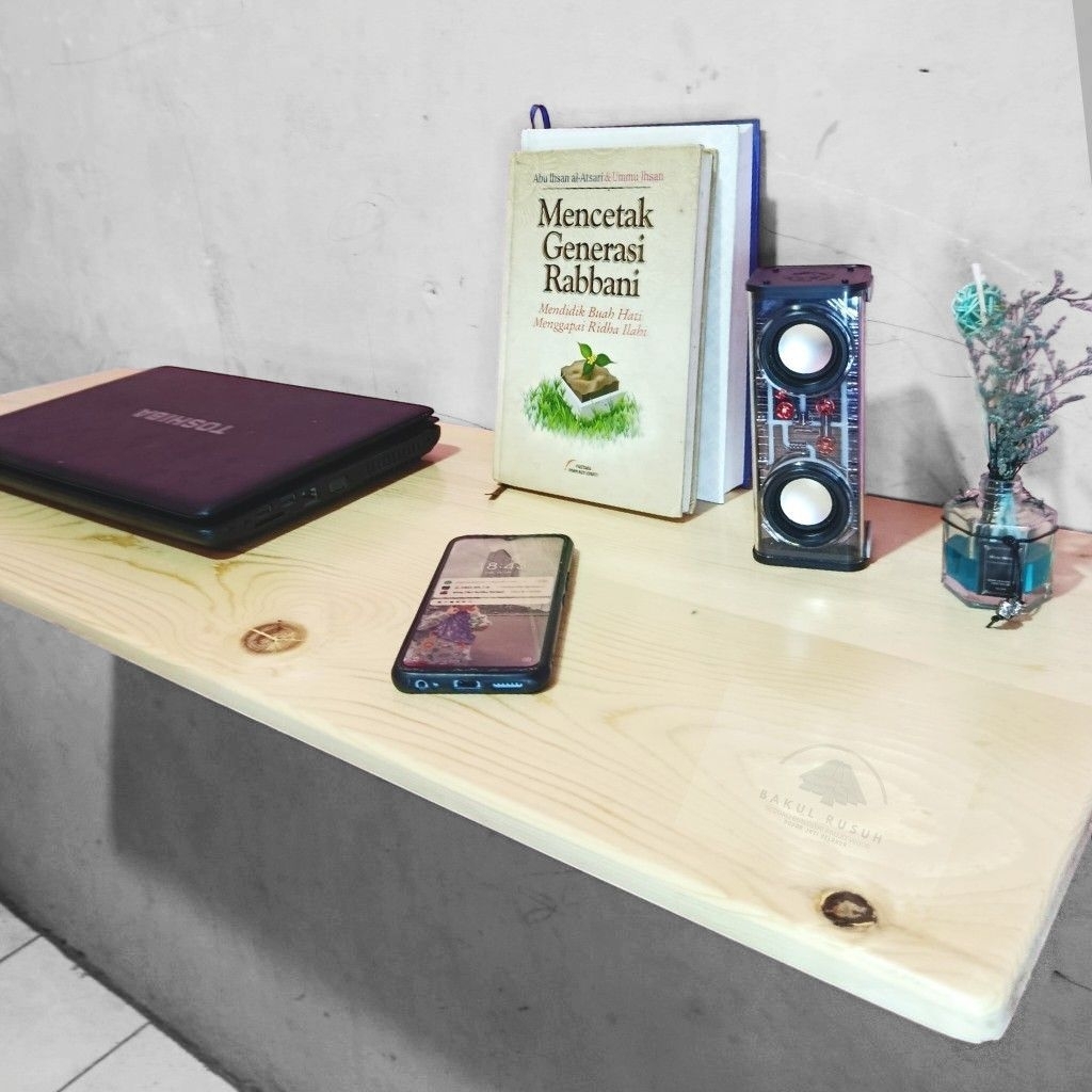 meja dinding siku lipat kayu solid jati belanda paket lengkap