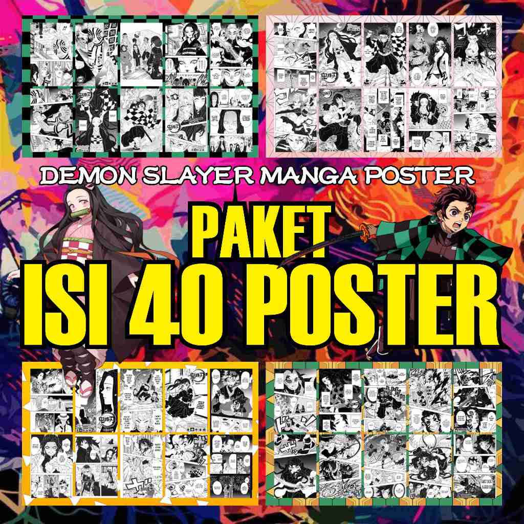 Bundle Poster Komik Manga Kimetsu No yaiba / Demon Slayer - Anime & Manga - Bahan Tebal Finishing Do