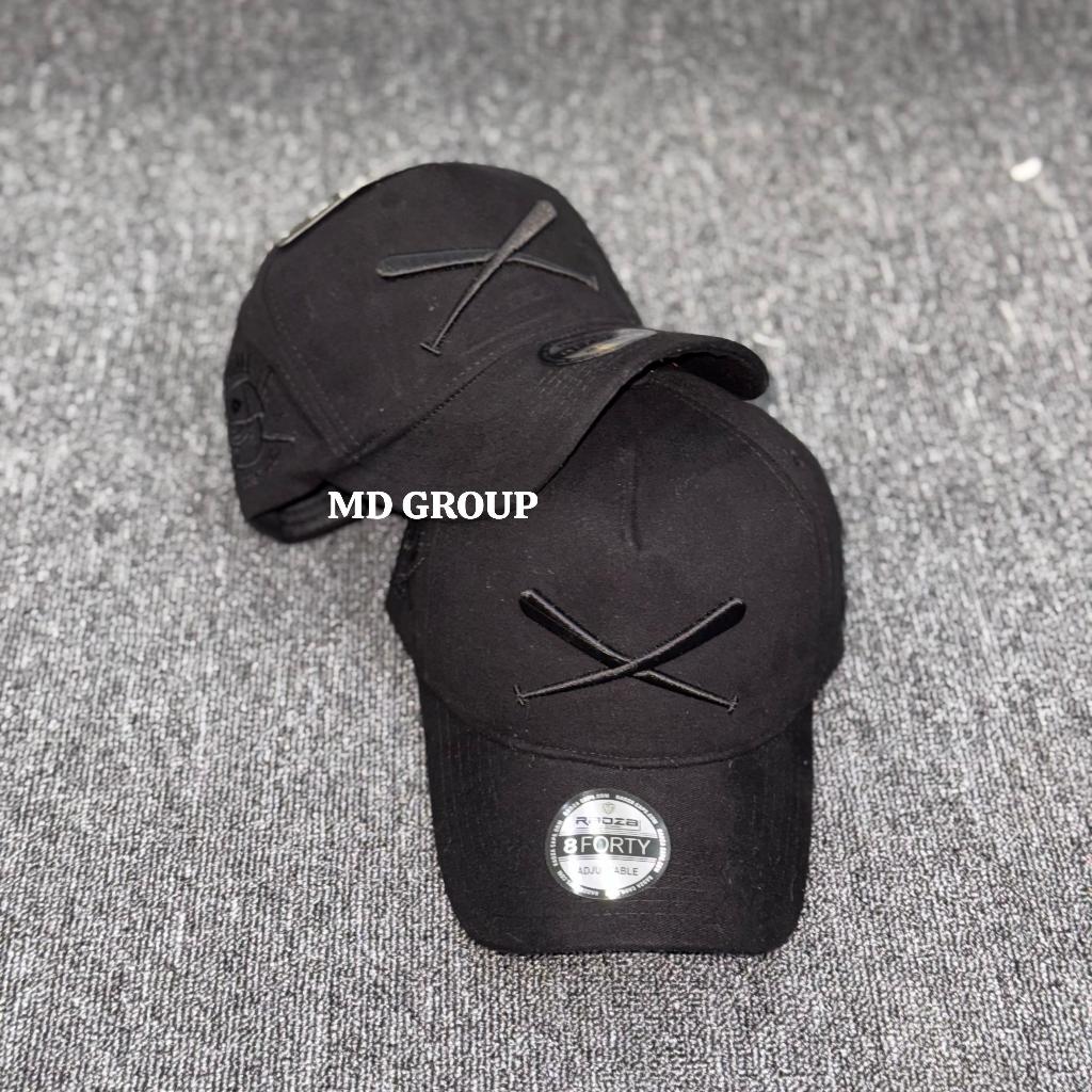 "Topi Baseball Hitam Bordir Silang X Keren Pria Wanita Unisex - 8Forty Adjustable"