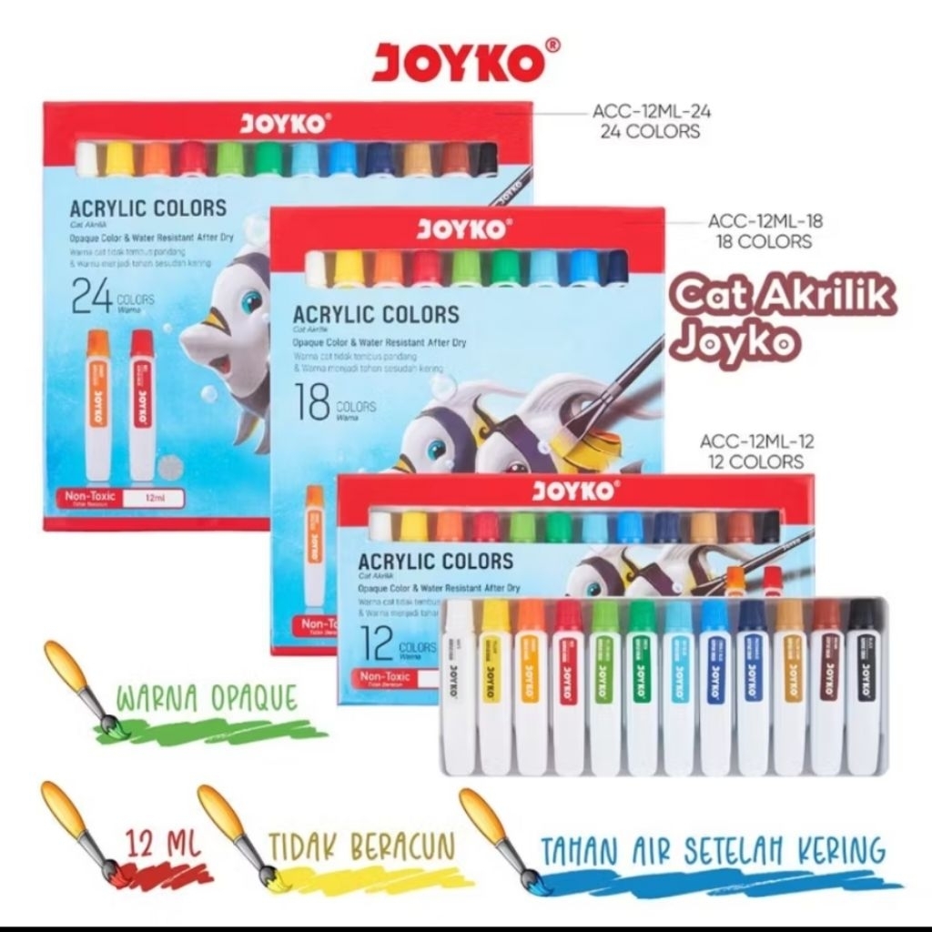 

1 Pak Cat Akrilik Acrylic Colours 12 18 24 Warna