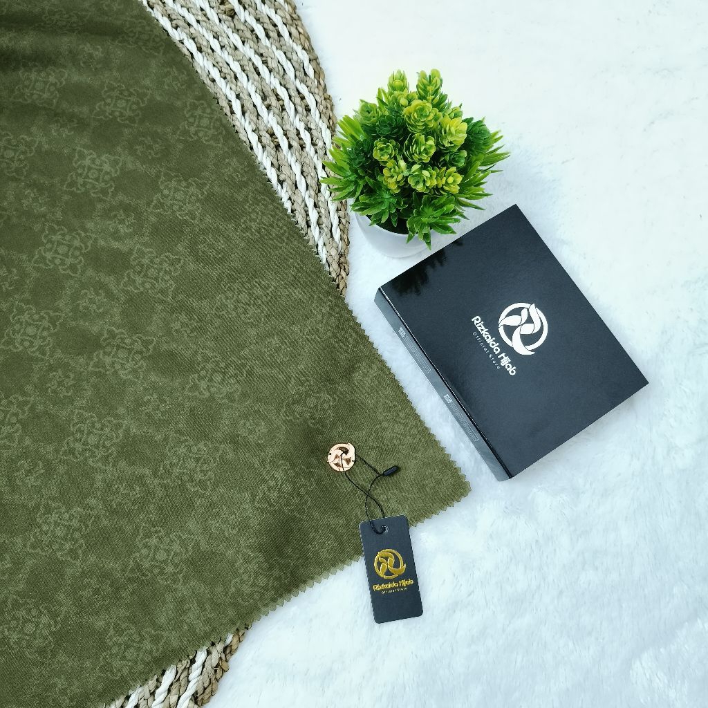 RIZKAIDA HIJAB MOTIF NASHMIA PRINTING WARNA OLIVE [A0012] KERUDUNG UKURAN SYARI 120x120cm jilbab seg
