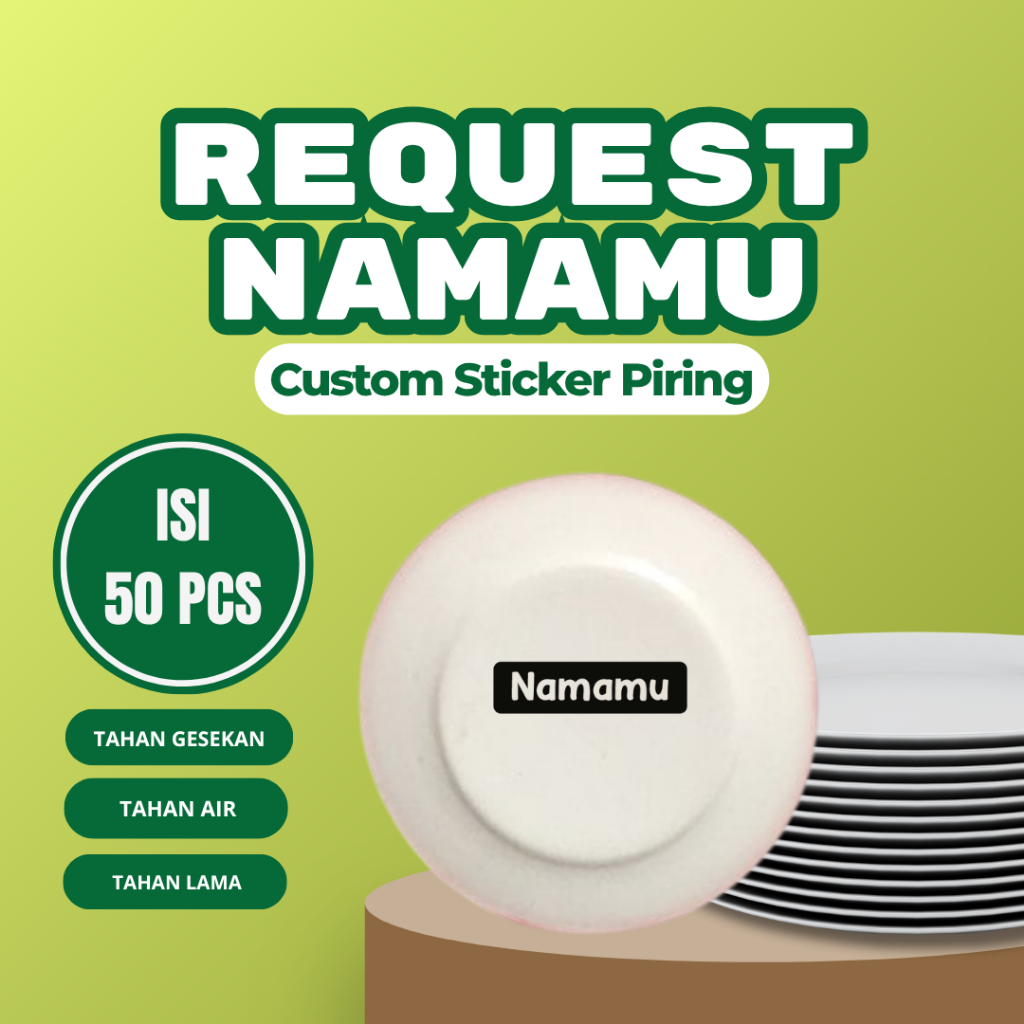 

Custom Sticker Piring Sticker Nama Perabotan 50 PCS Tahan Air Tahan Gesekan I Sticker UV DTF Premium & Tidak Mudah Lepas