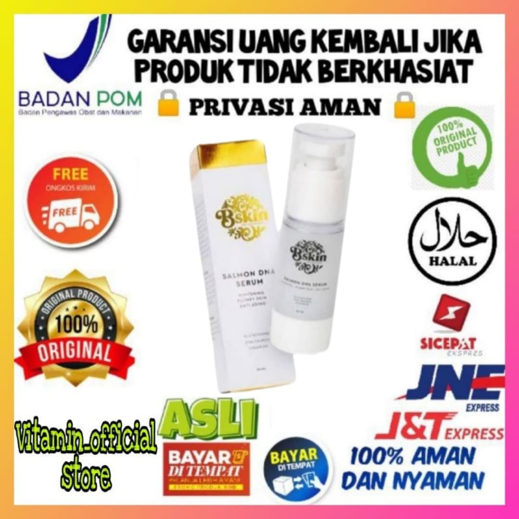 BSKIN Salmon DNA Serum BC Skin 30ml Glutathione Mencerahkan, memidarkan hirpegmentasi, kenyal & meng