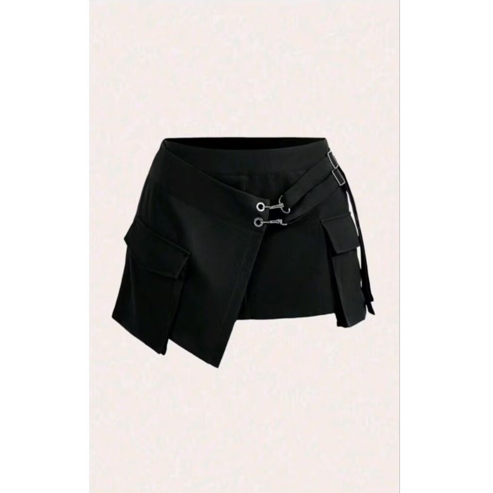 Flairy Mini Skirt | rok pendek wanita cargo asimetris
