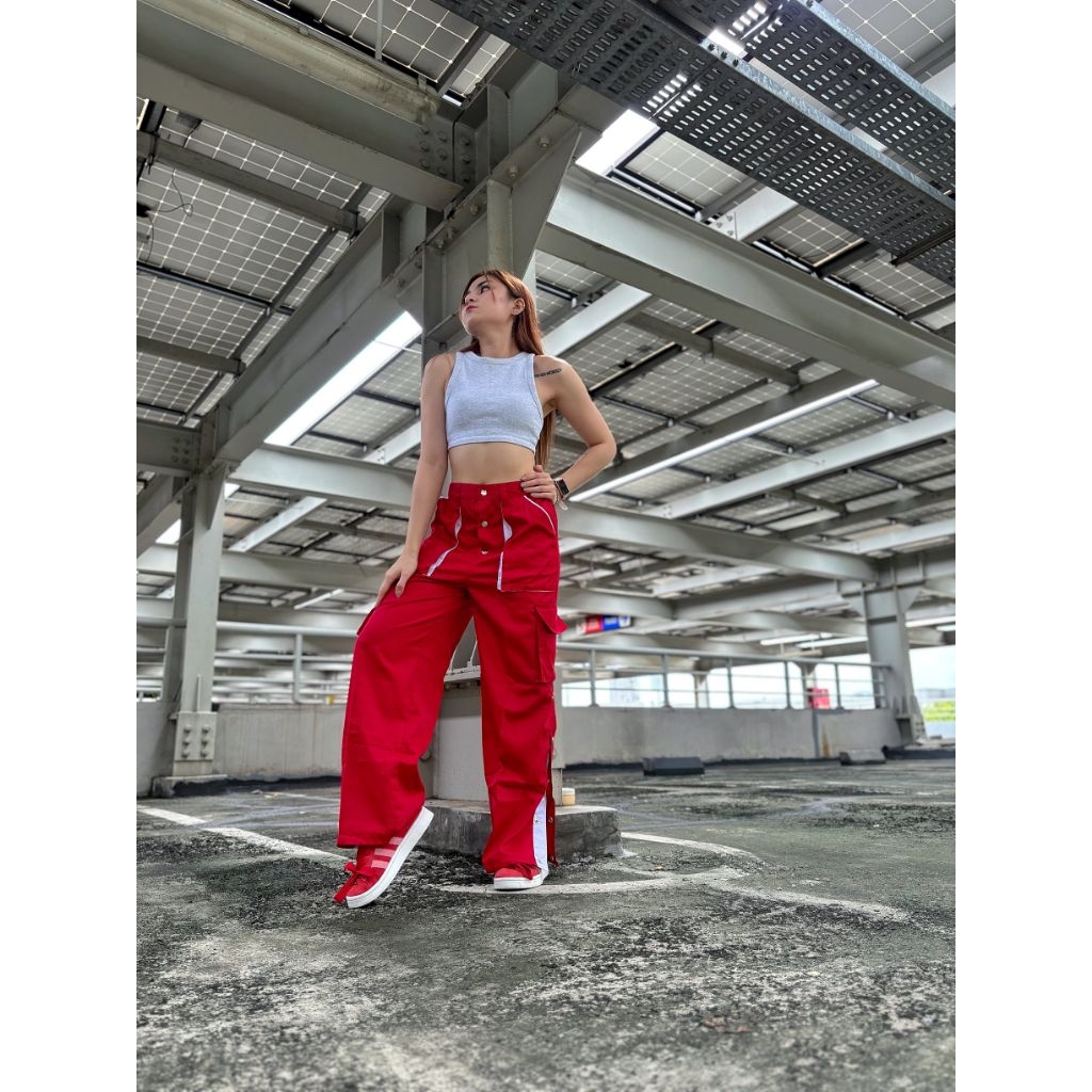 trousers cargo pants merah putih | celana panjang wanita
