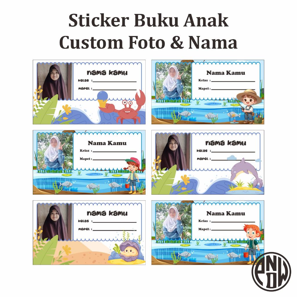 

[Isi 20 pcs] Sticker Nama Buku Pelajaran Custom Foto & Nama Anak Cowok Cewek