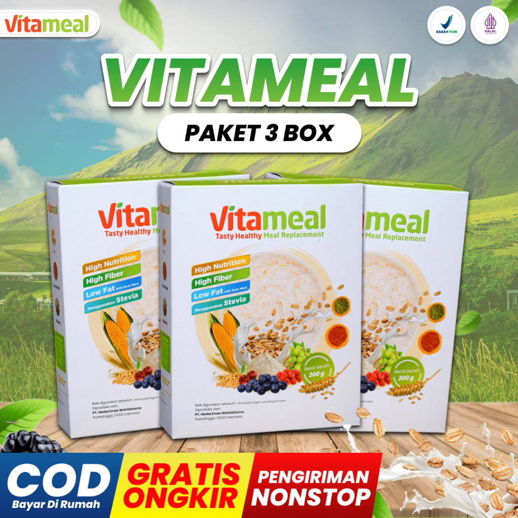 

Vitameal 3 Box Obat Gula Darah Diabetes Kebas Kesemutan Kolesterol Hipertensi Pengganti Nasi Asli