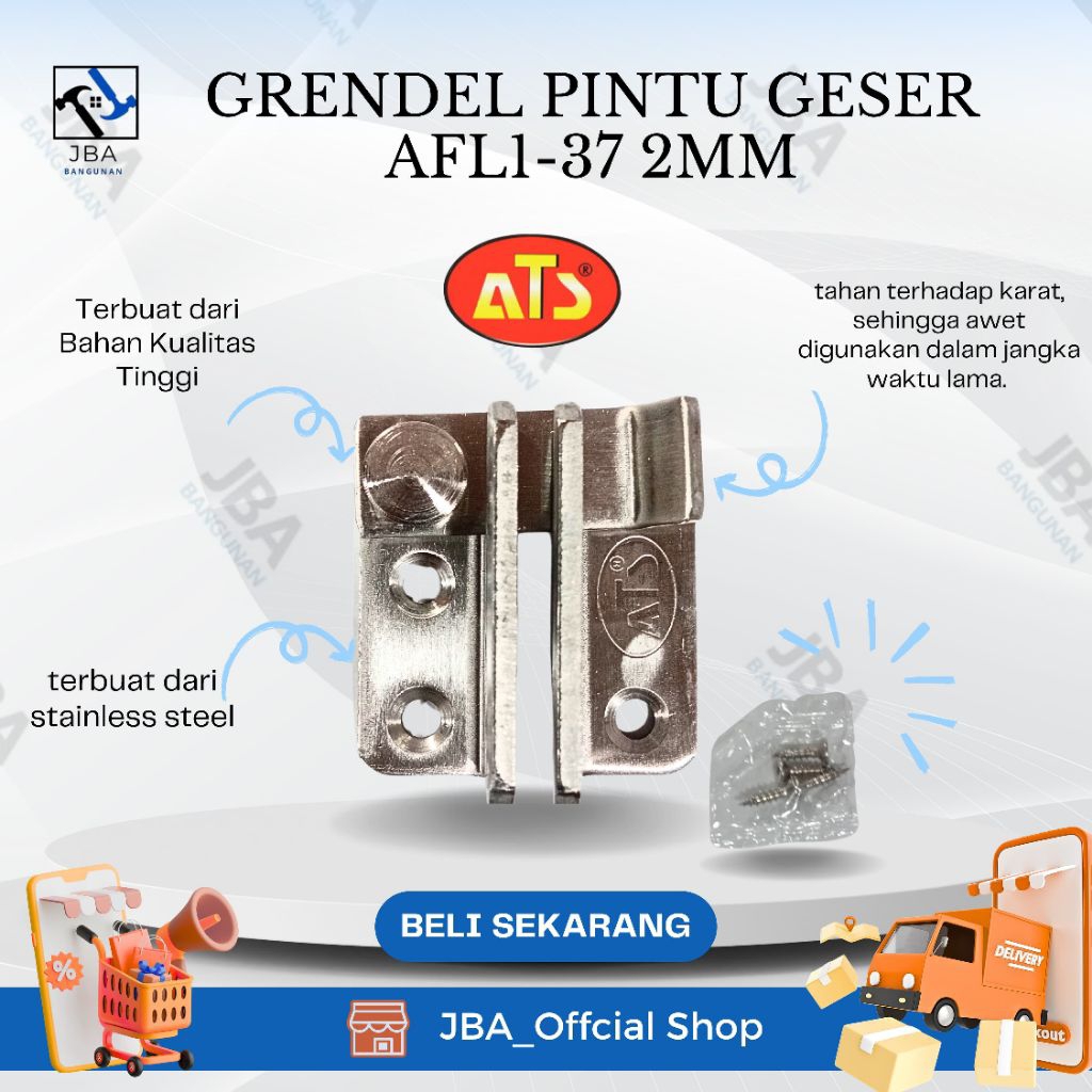 Grendel Pintu Geser AFL1-37 2mm ATS / Grendel Pintu Geser 2mm / Grendel Pintu Geser Stainles / Grend