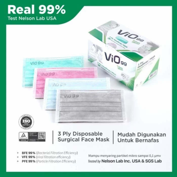 Masker VIO +PLUS 3 PLY HIJAB/HEADLOOP ISI 5 (TOKO)