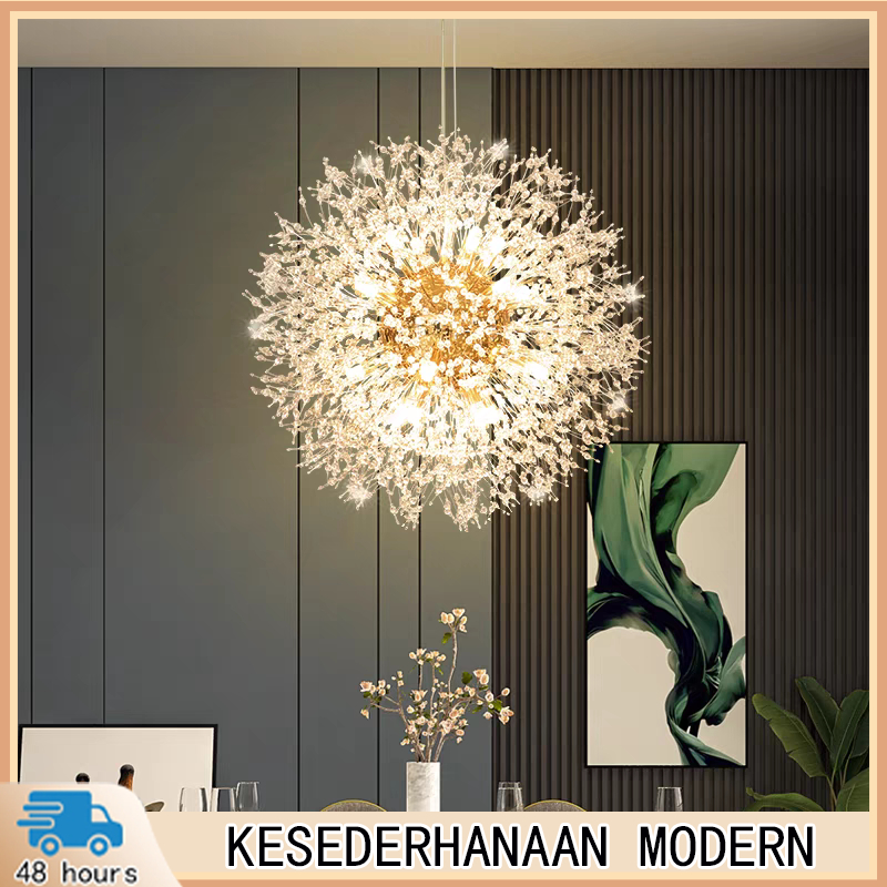 Lampu Lampu Gantung Hias Kristal Dandelion LED lampu ruang tamu kristal Kamar tidur lampu gantung