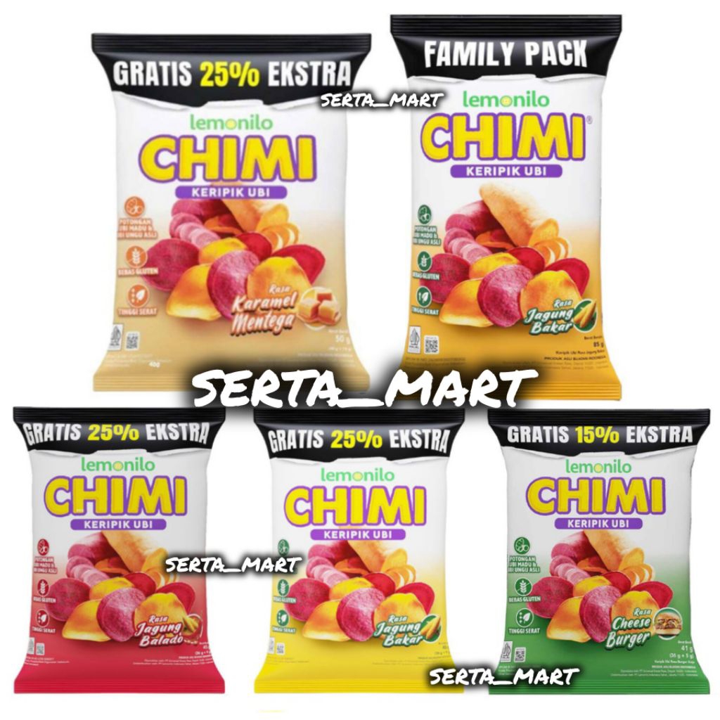 

Lemonilo Chimi Keripik Ubi 40gr - Chimi Kripik Ubi Jagung Balado / Jagung Bakar - Snack Cemilan Sehat