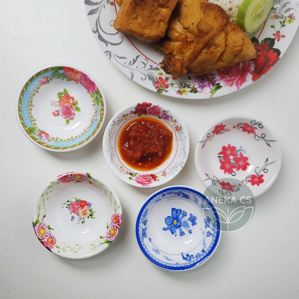 Piring Sambel Melamin - Piring Motif Bunga - Piring Kecil Melamin - Piring Saos  -  CLEO 49