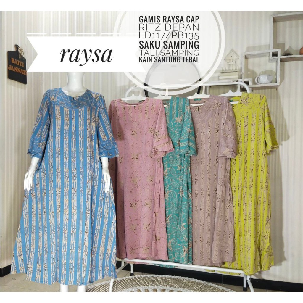 Gamis Raysa Cap Lintang - Longdress Batik Cap - Kain Santung Tebal