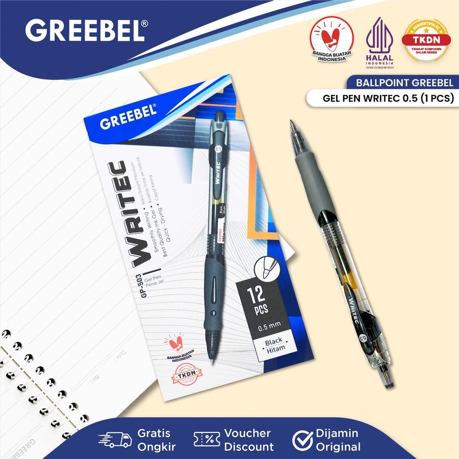 

Gel Pen Pena Ballpen GP-503 WRITEC 0.5 - BLACK 12 PCS/SET - GREEBEL HARGA GROSIR