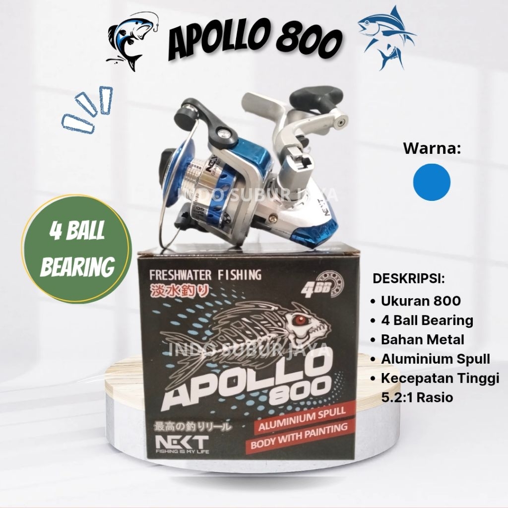 Apollo 800 Reel Pancing Murah Bahan Metal 4 Ball Bearing Mancing