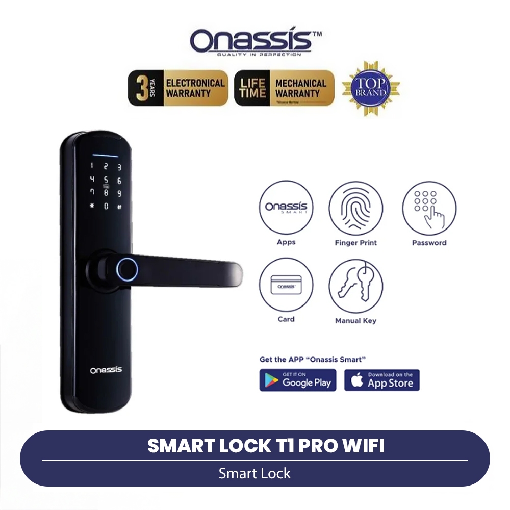 Onassis Smart Lock T1 Pro Wifi - Kunci Pintu Door Handle Wifi