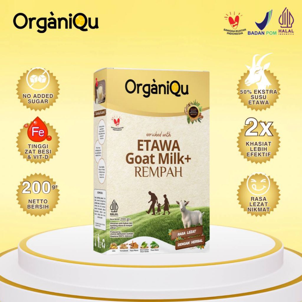 

[FREE GIFT] ORGANIQU ETAWA GOAT MILK REMPAH | KEMASAN 200 GRAM | TANPA TAMBAHAN GULA | RASA REMPAH BERKUALITAS | RASA LEZAT | COCOK UNTUK ANAK-ANAK | IBU HAMIL | ORANG TUA