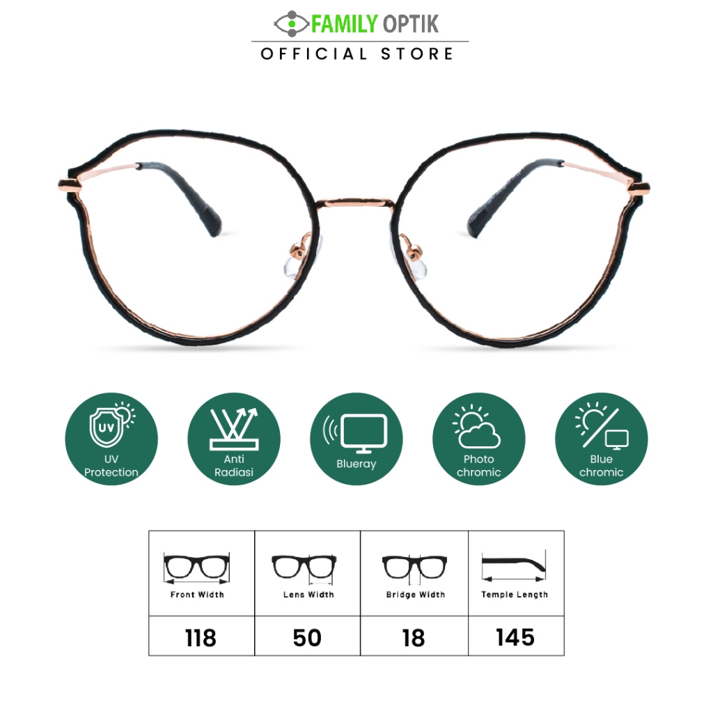 Family Optik - Frame Kacamata Blush On Joanna France 00147 Anti Radiasi Bluecromic Photocromic Minus