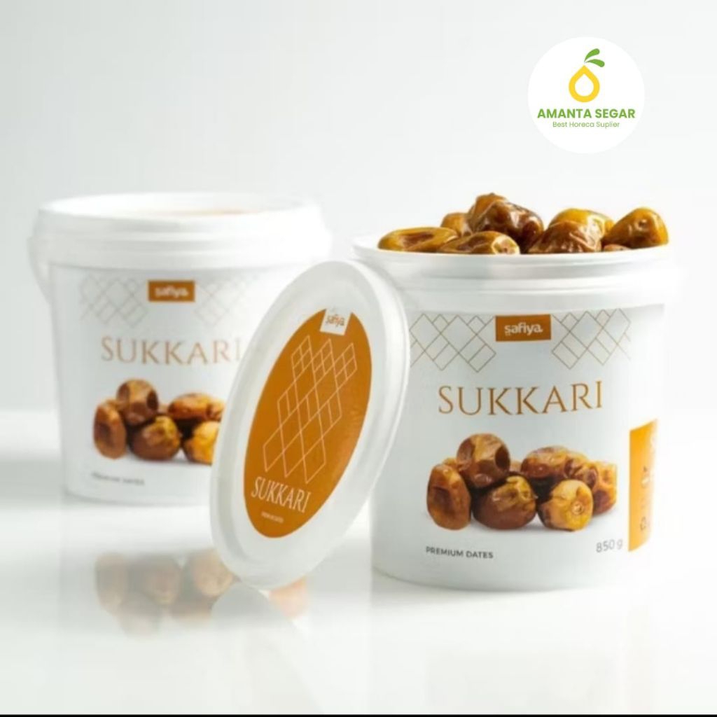 

Korma Kurma Sukkari Sukari Manis Lembut Legit Super Premium Dates Safiya Safiyya Kemasan Ember 850 Gram