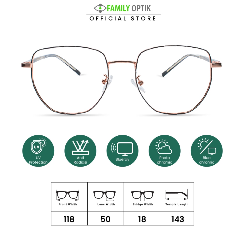 Family Optik - Frame Kacamata Blush On Joanna France 6125 Anti Radiasi Bluecromic Photocromic Minus 