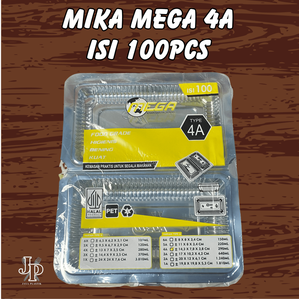 Mika Plastik Mega 4A 1 Pack Isi 100pcs / Mika Kue Plastik / Mika Makanan / Mika Bahan Tebal