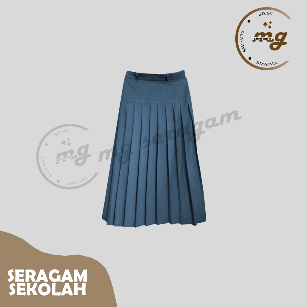 Seragam Sekolah SMA Rok Rempel Bawah Pinggang Abu Bahan Premium Kualitas Lebih Baik | Rok Baping Abu