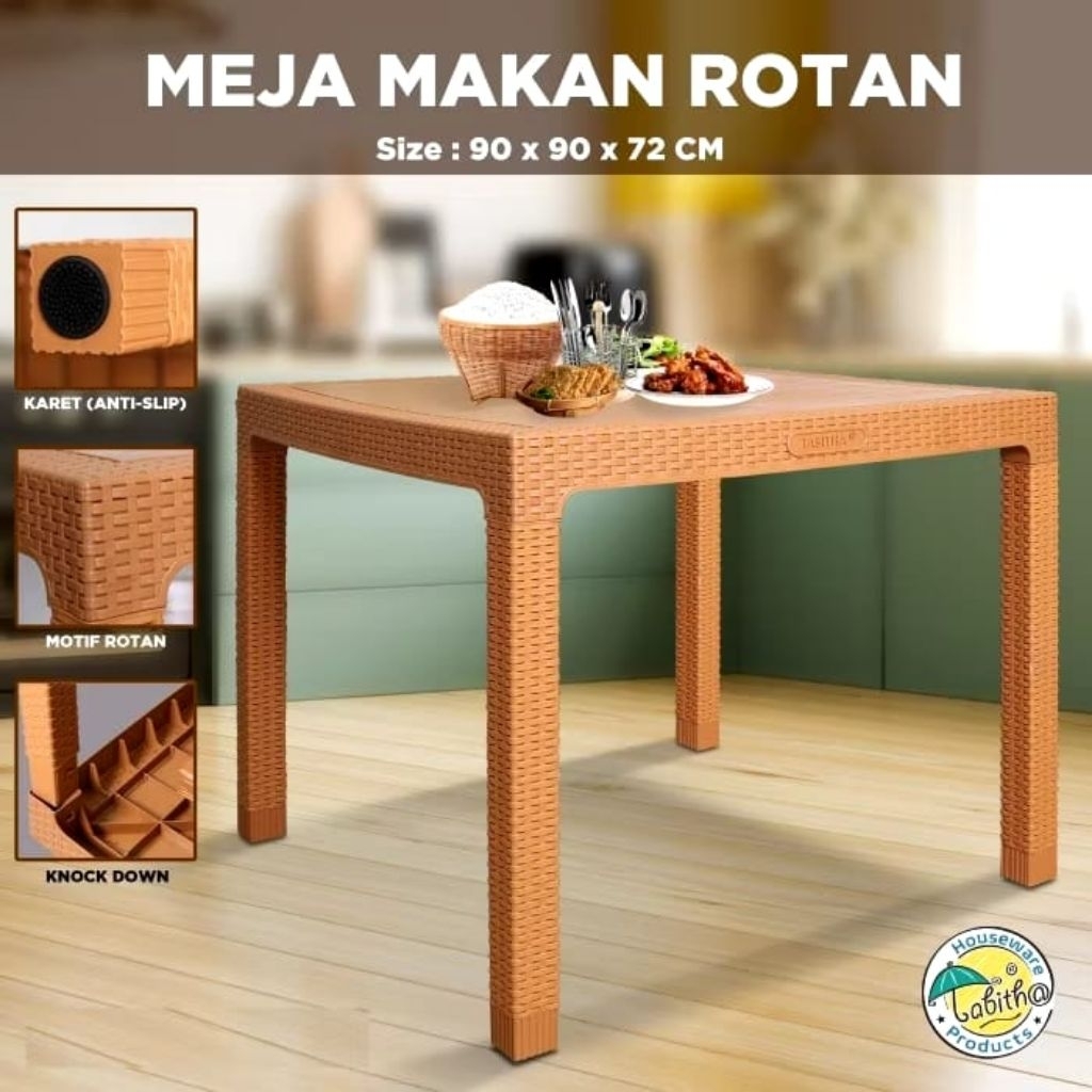 Meja Makan Rotan Plastik Tabitha / Meja Makan Tabitha