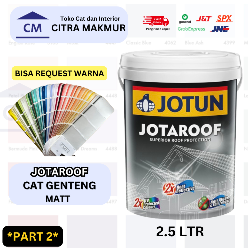 (BISA CARGO) JOTUN JOTAROOF CAT GENTENG - 2.5 Ltr (Bisa request dan custom warna) Cat Genteng Premiu