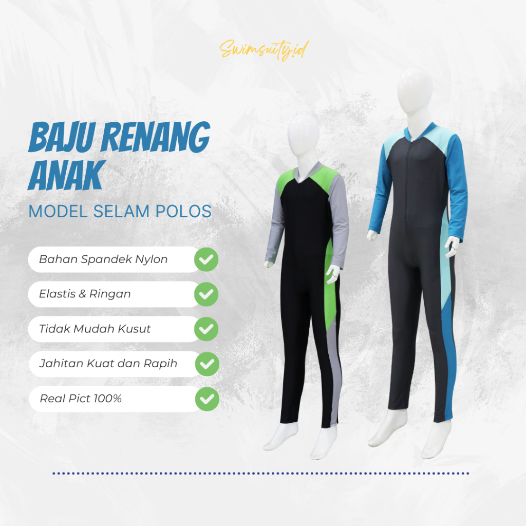 Baju Renang Anak Laki-Laki dan Perempuan Panjang Model Selam Diving Polos Usia 7-12 Tahun FBAdw