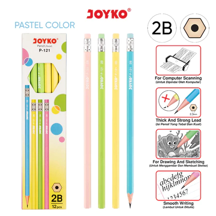 

Pensil Pencil 2B Joyko P-121 (1 Pak Isi 12)