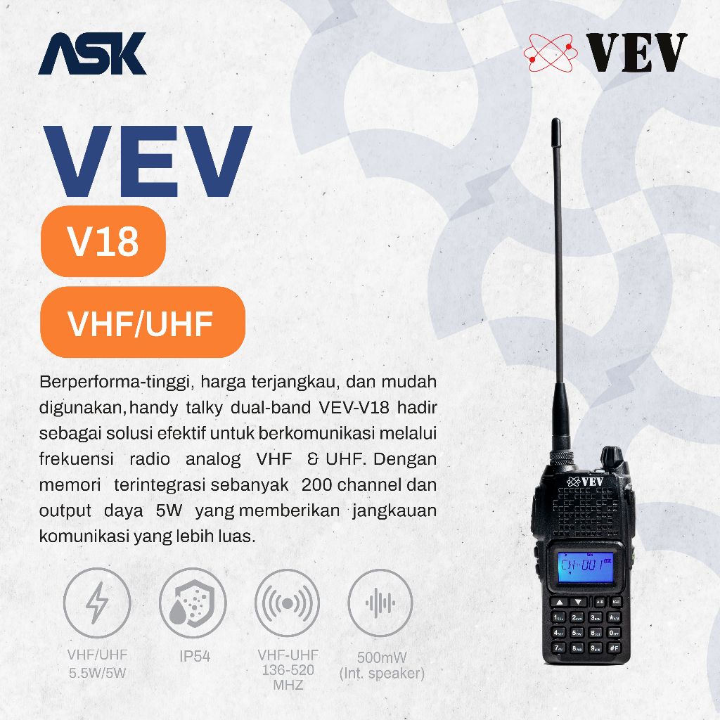 Handy Talky V18 Plus VEV / HT V 18 Plus Dual Band