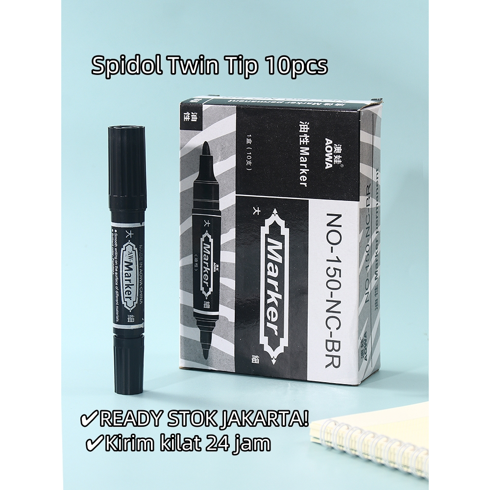 

​​【READY STOK JAKARTA】Spidol Twin Tip 10pcs - Tinta Banyak, Awet & Tidak Cepat Kering