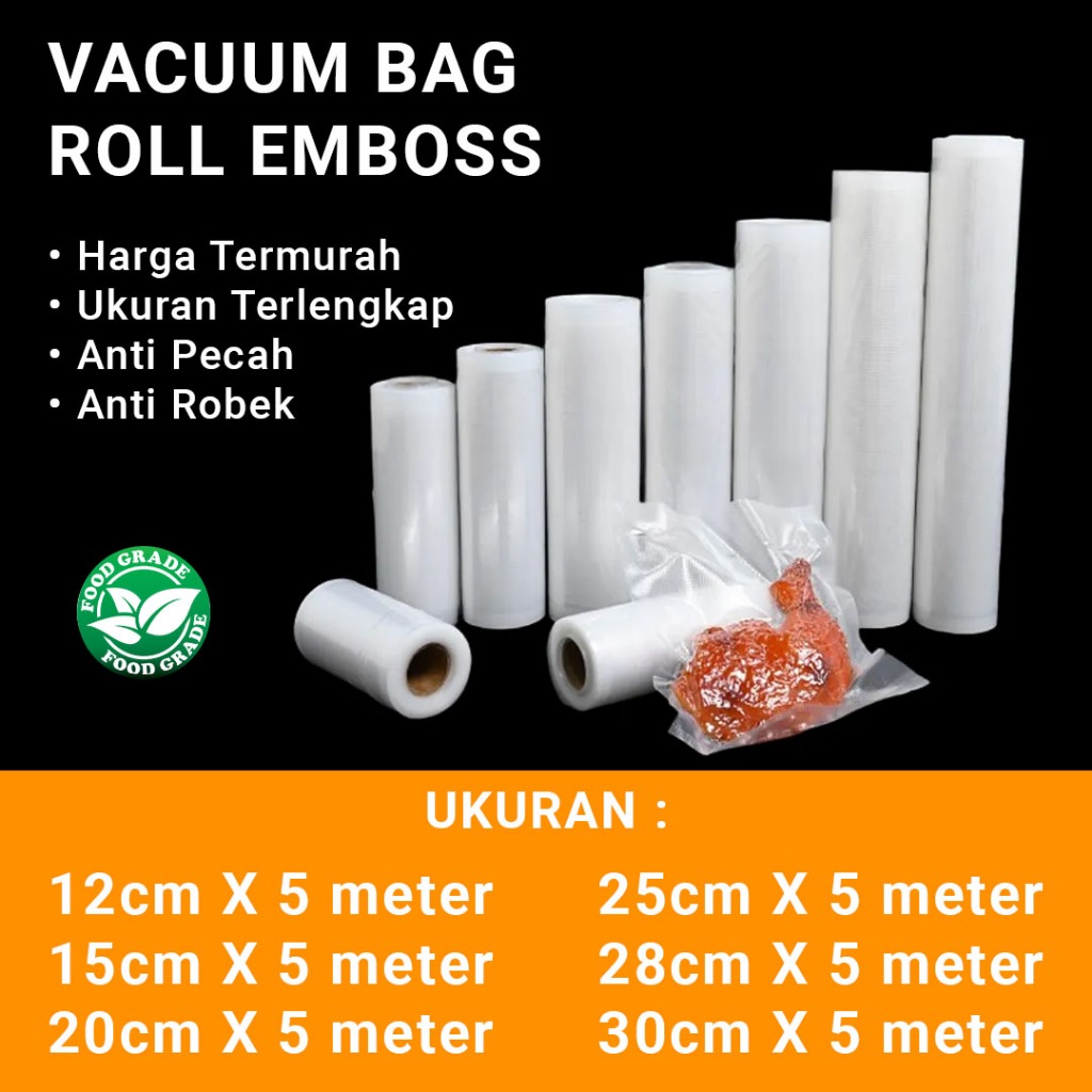 Plastik Vakum Emboss Roll 5 Meter Vacuum Bag Embossed Roll Frozen Food