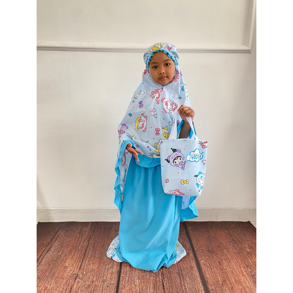 Mukena Anak Sanrio biru Bordir Nama Sajadah Dijual Terpisah