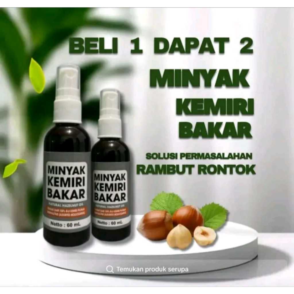 PROMO  Beli 1 Dapat 2 Minyak Kemiri Bakar Spray Alami 60ml Penumbuh & Penebal Penghitam Rambut Jengg
