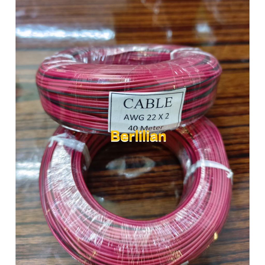 Kabel AWG 2x22 Serabut Panjang 40m Merah Hitam / Kabel Awg2x22 Serabut