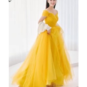 gaun pengantin warna  kuning  /  wedding dress  2  rempel  gown kuning dress